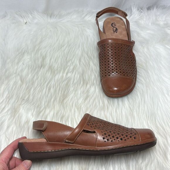 SoftWalk Salina Rust Leather Woven Slingback WIDE WIDTH Sandals Sz 12WW - Picture 2 of 7